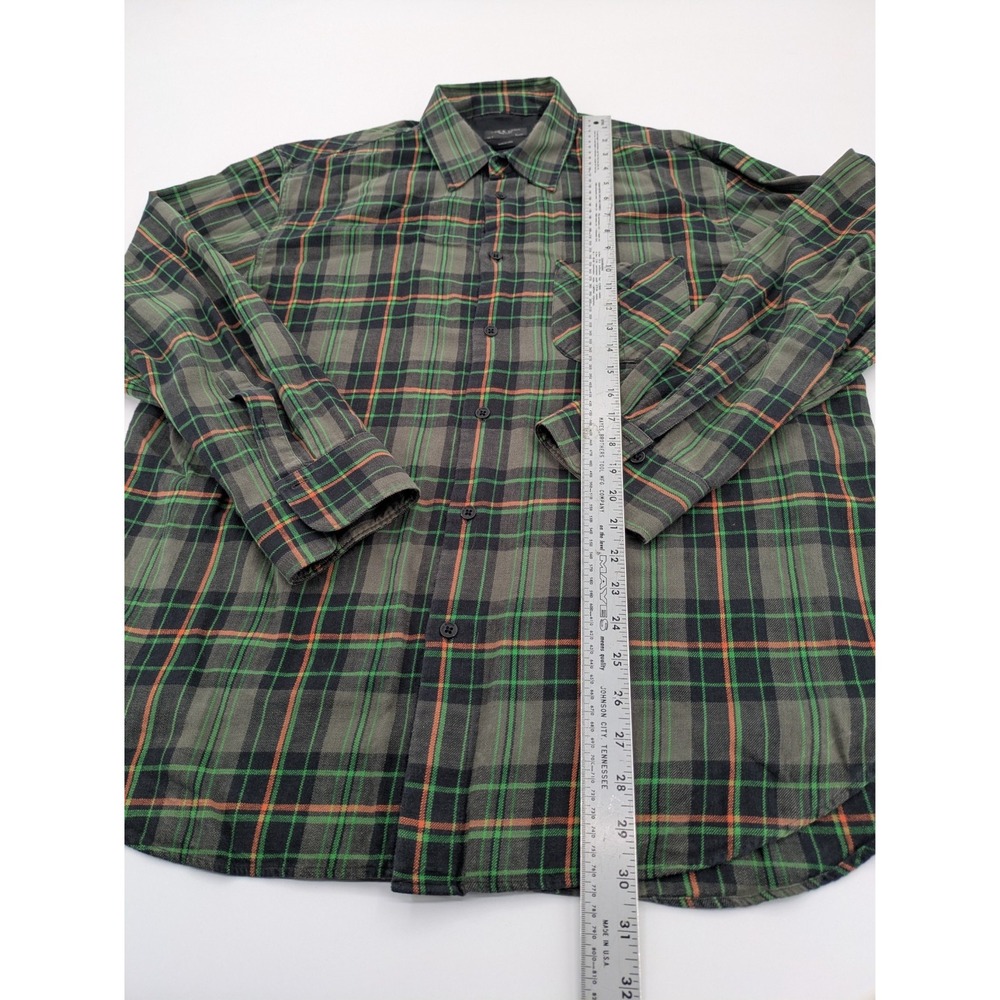 Rag & Bone New York Men's XL Plaid Flannel Shirt Green Black Orange Button Down - Picture 4 of 7